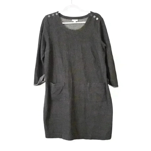J. Jill Dresses & Skirts - J Jill Sweater Dress Size Large Petite Gray 3/4 Sleeve Cotton Stretch Casual